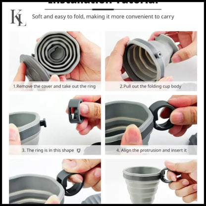 Folding Portable Coffee Cup Outdoor with Lid