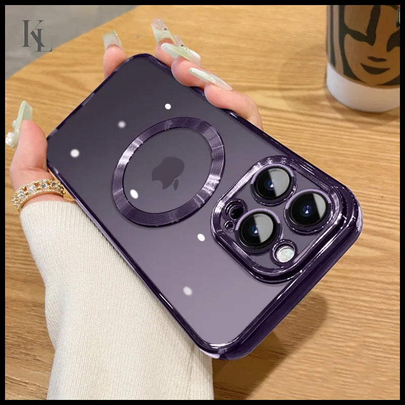 Magnetic Plating IPhone Case Dark purple / For iPhone 15Pro Max