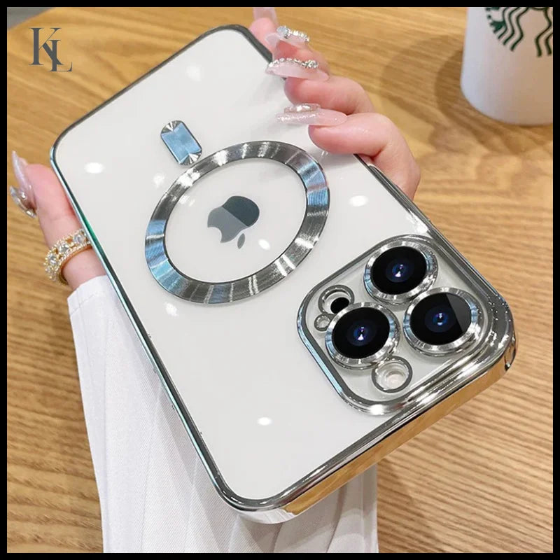 Magnetic Plating IPhone Case Silver / For iPhone 14Pro Max
