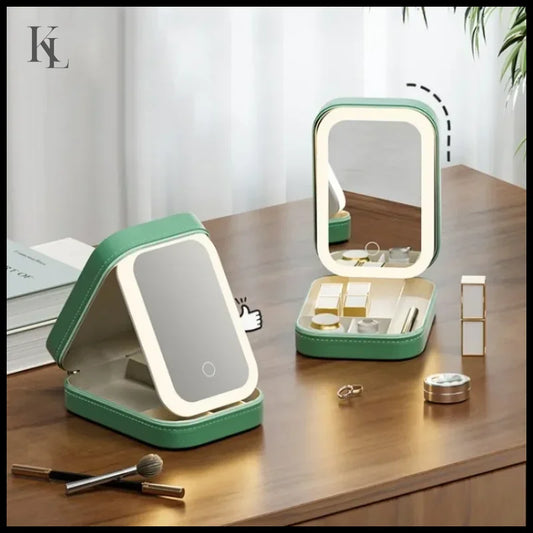 Multifunctional LED Light Cosmetic Mirror Cosmetic Bag Jewelry