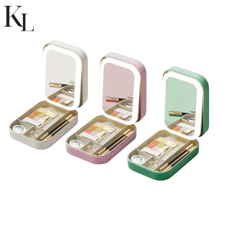 Multifunctional LED Light Cosmetic Mirror Jewelry And Cosmetics Storage Box