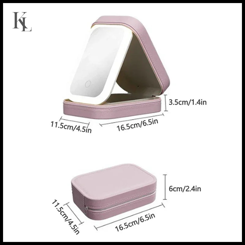 Multifunctional LED Light Cosmetic Mirror Jewelry And Cosmetics Storage Box
