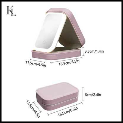 Multifunctional LED Light Cosmetic Mirror Jewelry And Cosmetics Storage Box