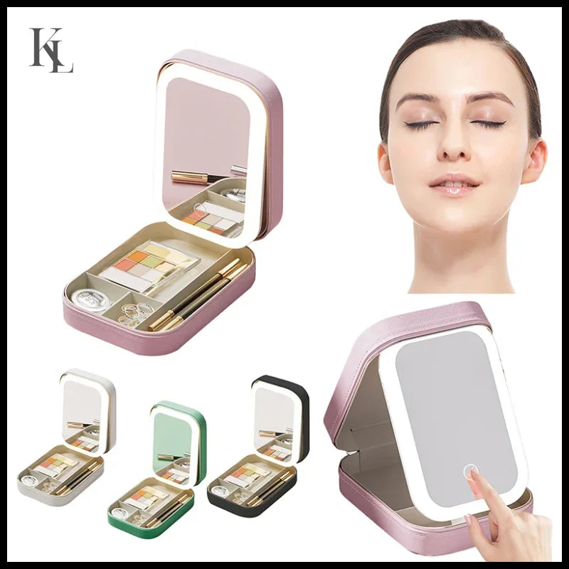 Multifunctional LED Light Cosmetic Mirror Jewelry And Cosmetics Storage Box