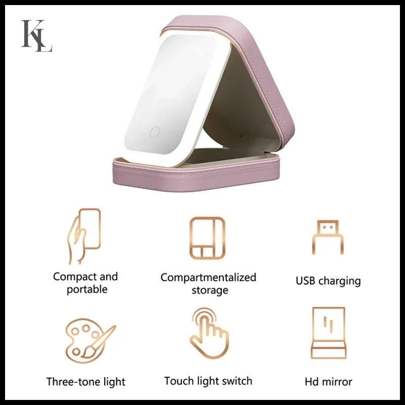 Multifunctional LED Light Cosmetic Mirror Jewelry And Cosmetics Storage Box