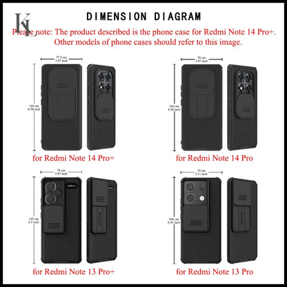 Nillkin for Xiaomi Redmi Note 14 Pro / Redmi Note 13 Pro + CamShield Pro Phone Case PC + TPU with Sliding Camera Cover