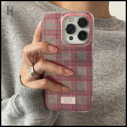 Plaid Phone Case For IPhone Pink / For iPhone 13ProMax