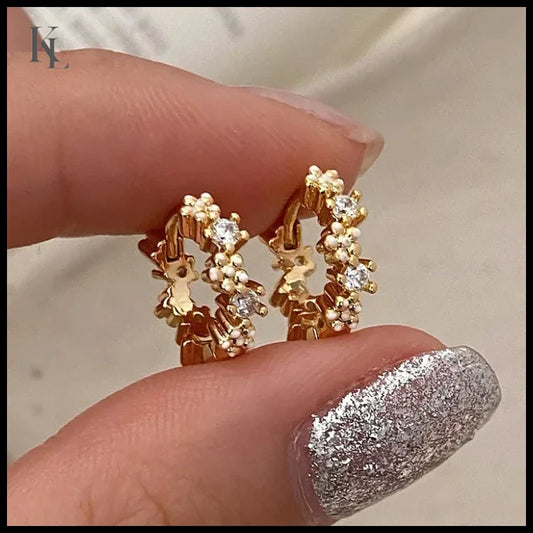 PONYKISS 925 Silver Flower Hoop Earrings ET4858G