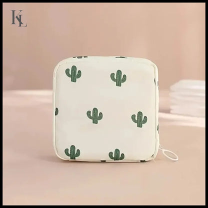 Sanitary Napkin Storage Pouch Beige Cactus
