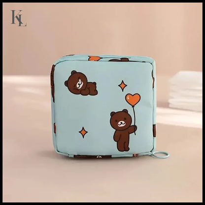Sanitary Napkin Storage Pouch Blue Bear