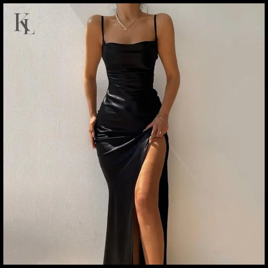 Sexy Strapless High Slit Dress