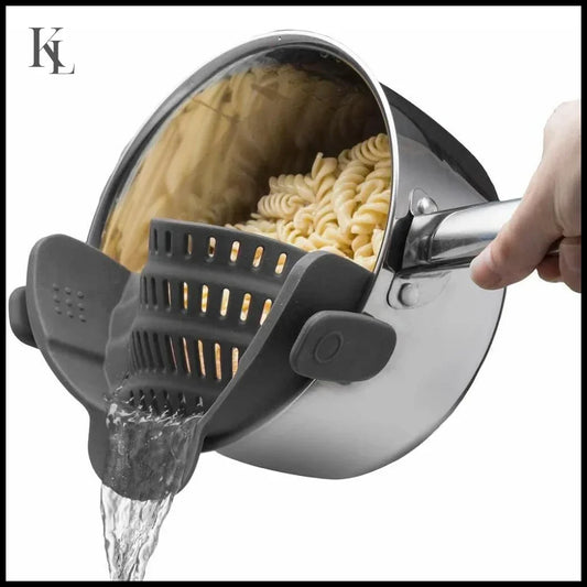Silicone Kitchen Strainer Clip On Pots and Pans Drain Rack Pasta Noodle Kitchen Gadgets Gray